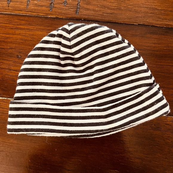 striped Cotton Newborn Hat and Mittens - Picture 2 of 5